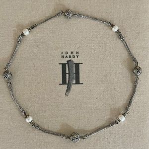 John Hardy Pearl 18K gold/SS Jaisalmer Station Necklace 16"